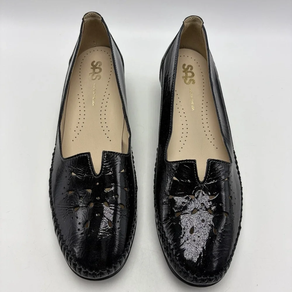 SAS Sonyo Black Patent Leather Dress Pumps Womens 8 M Heel Shoe Comfort